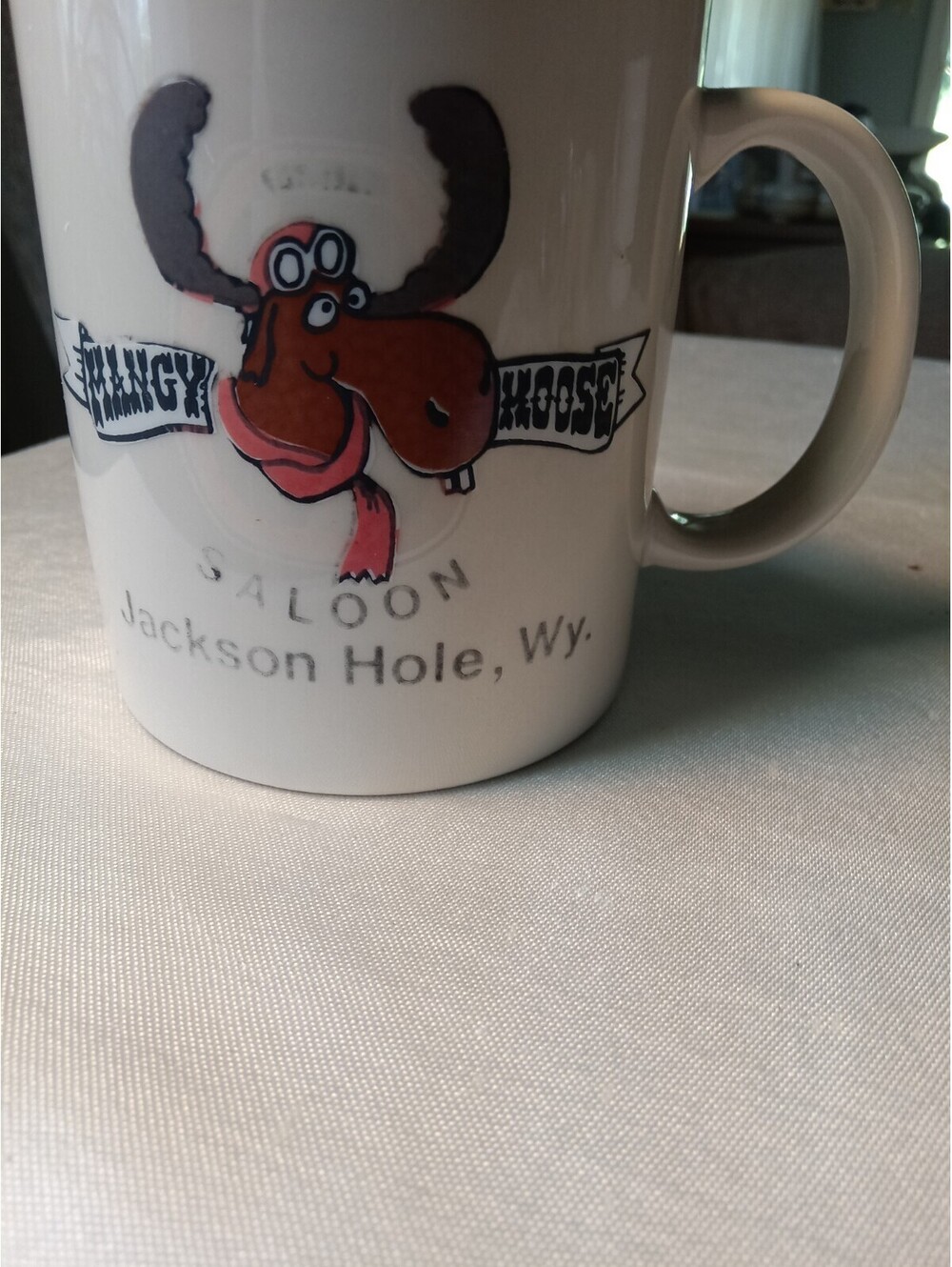 Vintage Mangy Moose Saloon Mug Jackson Hole Wyoming Cartoon Coffee Cup Retro
